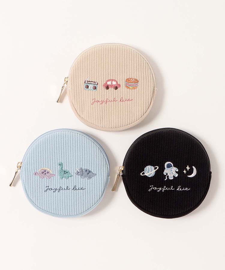 ジョイフルビットコーデュロイサークルミニポーチ