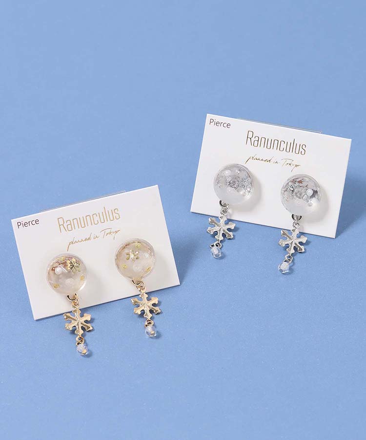 スノーフレーク封入ピアス