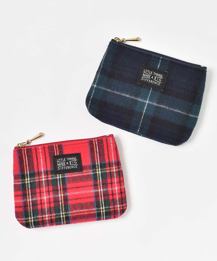 起毛チェック柄ティッシュポーチS