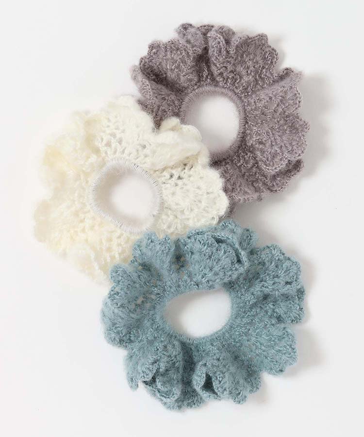 モヘアクロシェ編みシュシュ