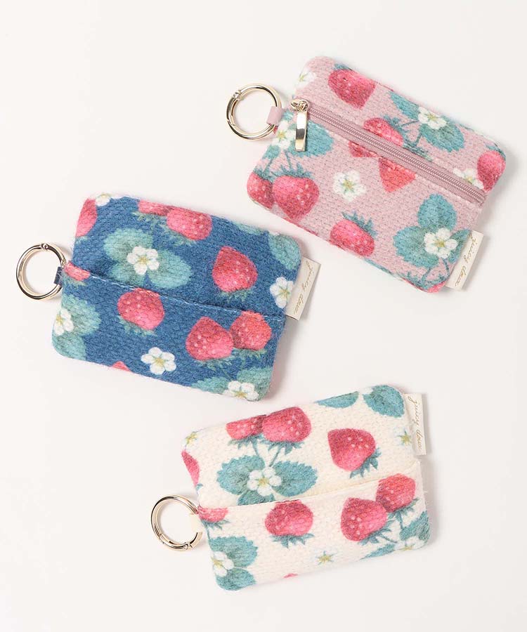 ジューシードゥーシェニール織いちごカラビナ付きティッシュポーチ