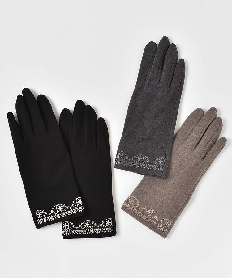 指フードレース刺繍グローブ