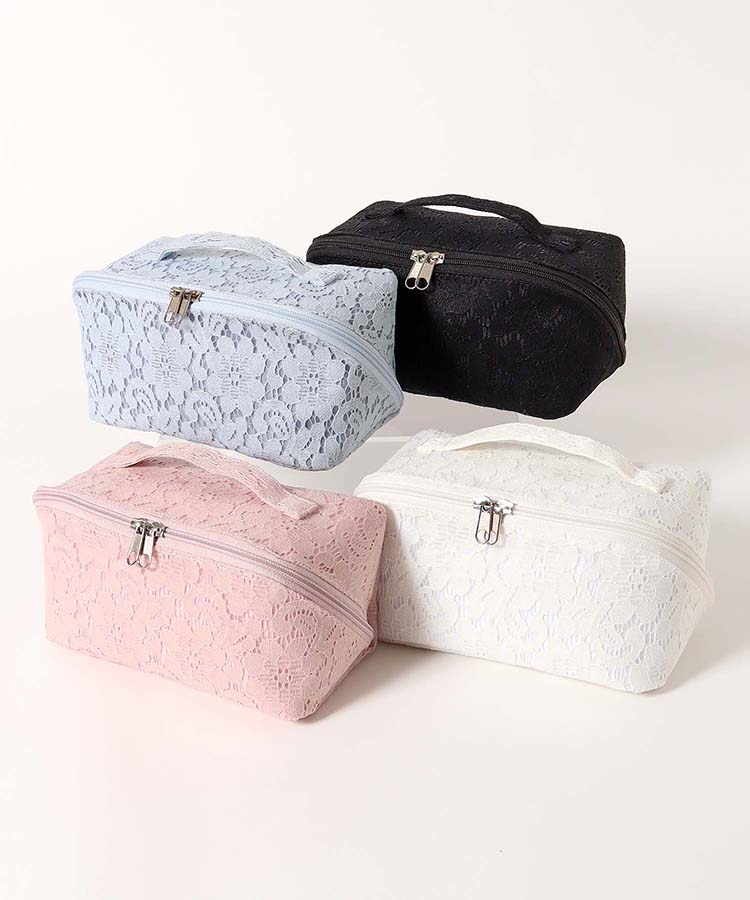 レース刺繍ビッグメイクポーチ