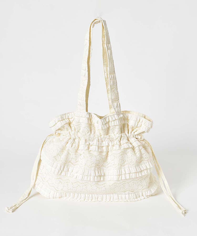 レース巾着トート