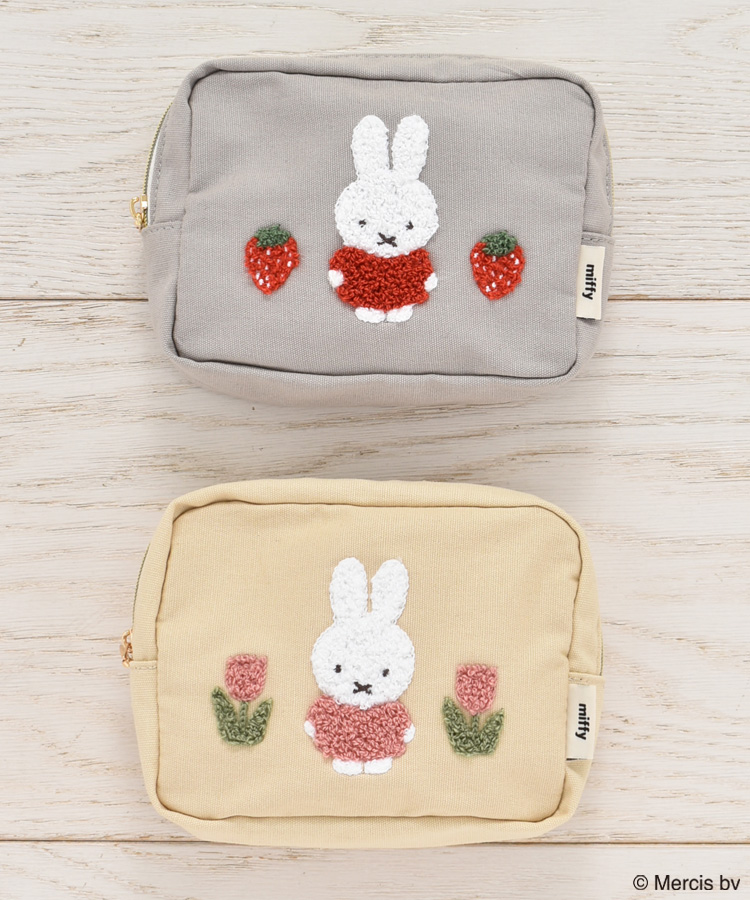 miffyスプリングサガラ刺繍スクエアポーチ