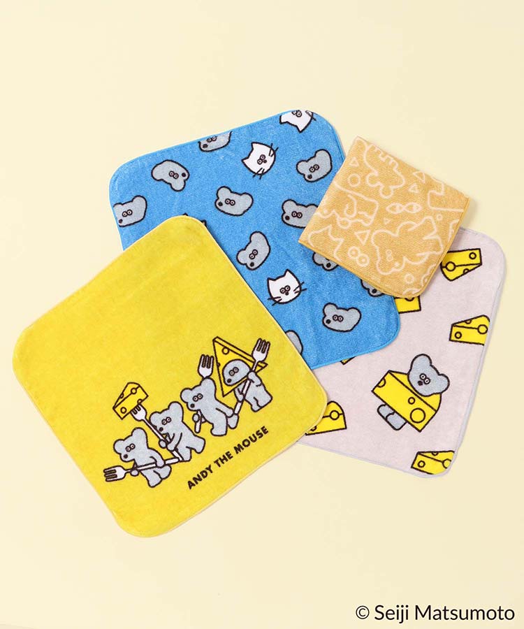 ねずみのANDYインクジェットハンカチ