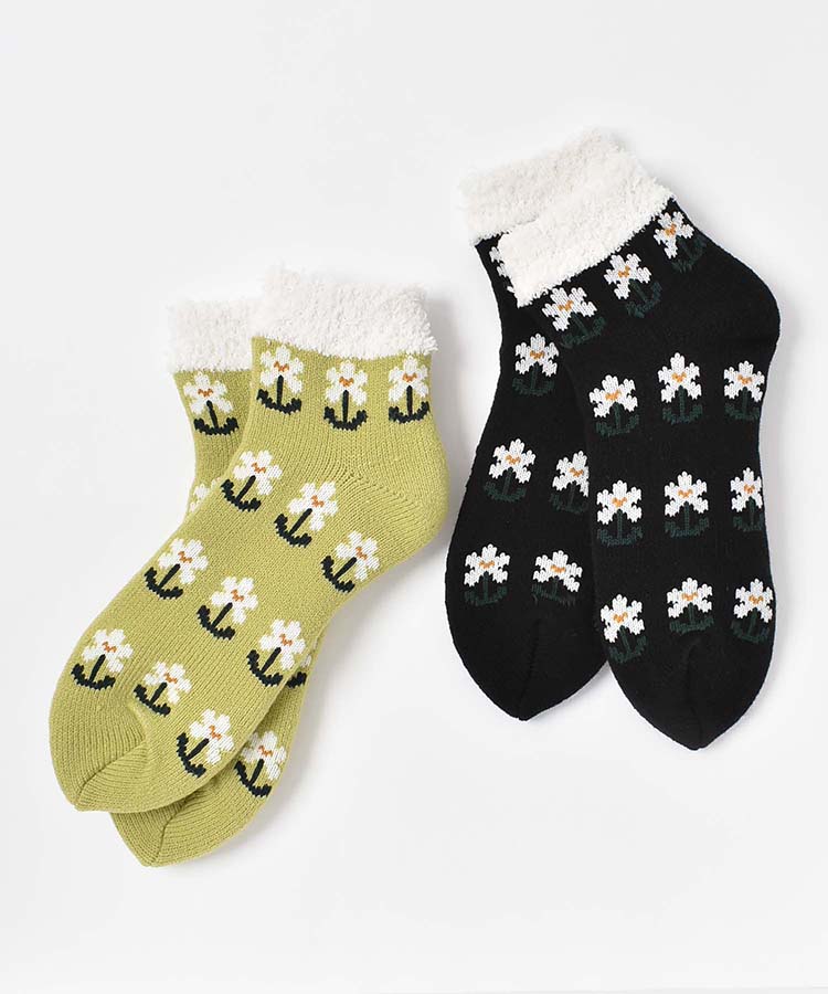 フラワー内ボアルームソックス