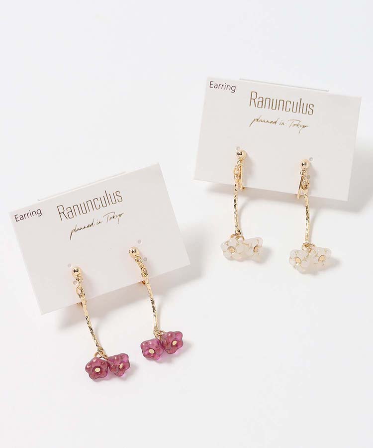 ゆらゆらフラワーチェコガラスイヤリング