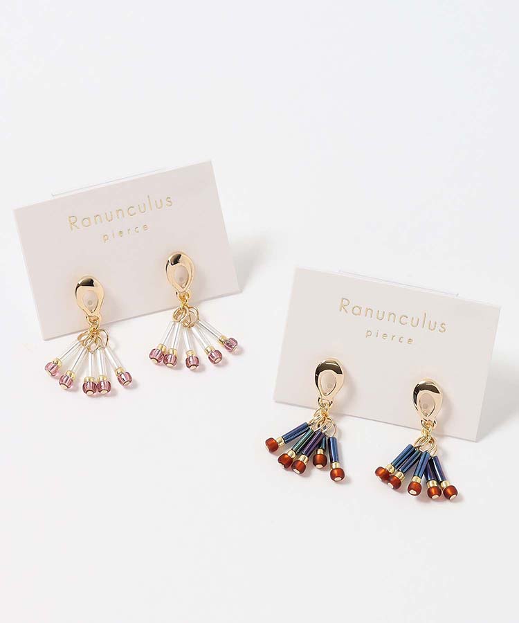 竹ビーズチェコガラスピアス