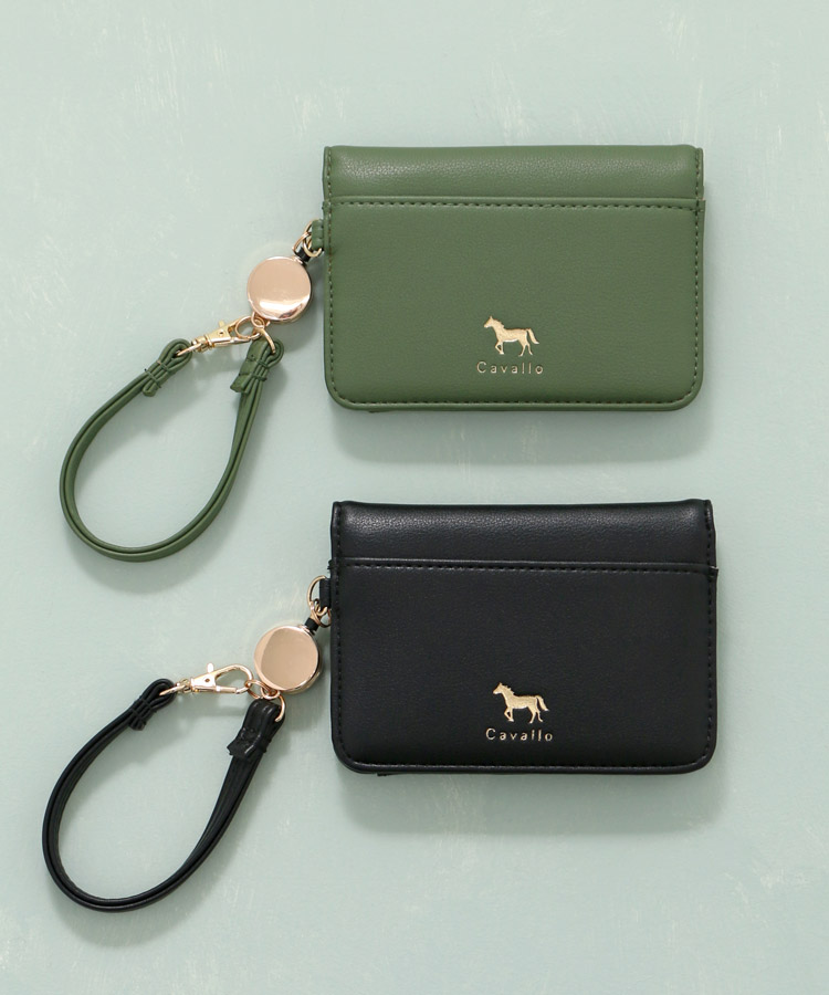 cavalloリール付2つ折りパスケース