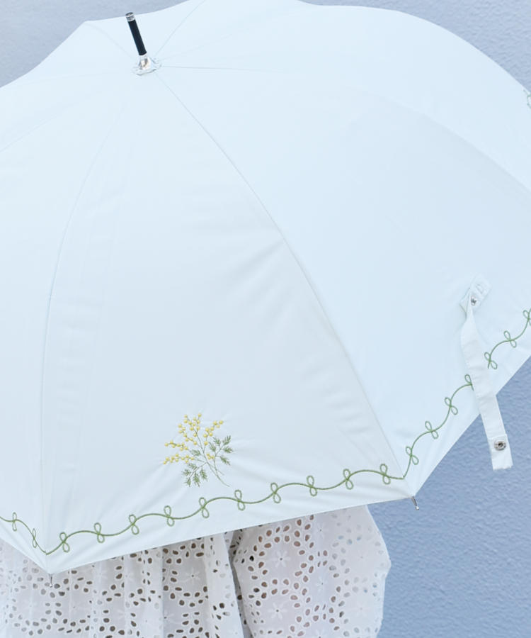 ミモザ刺繍晴雨兼用長傘