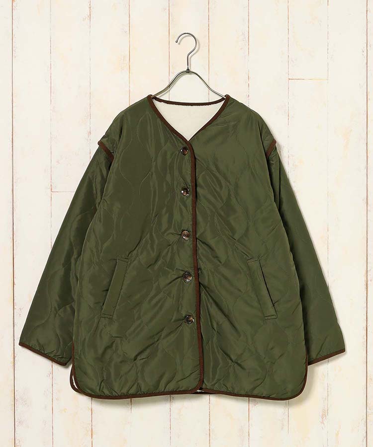 ≪SALE≫付け袖3wayリバーシブルキルトボアブルゾン