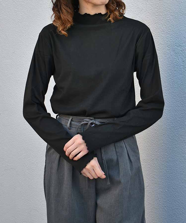 起毛リブプチハイネックロンT