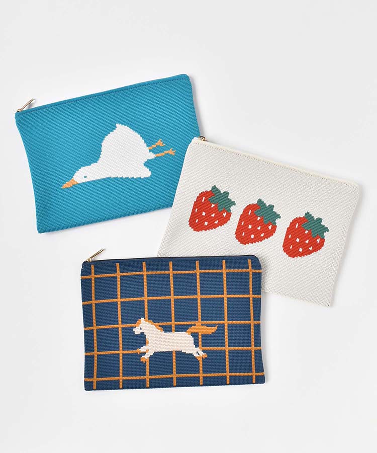 オリジナル柄ニットポーチ