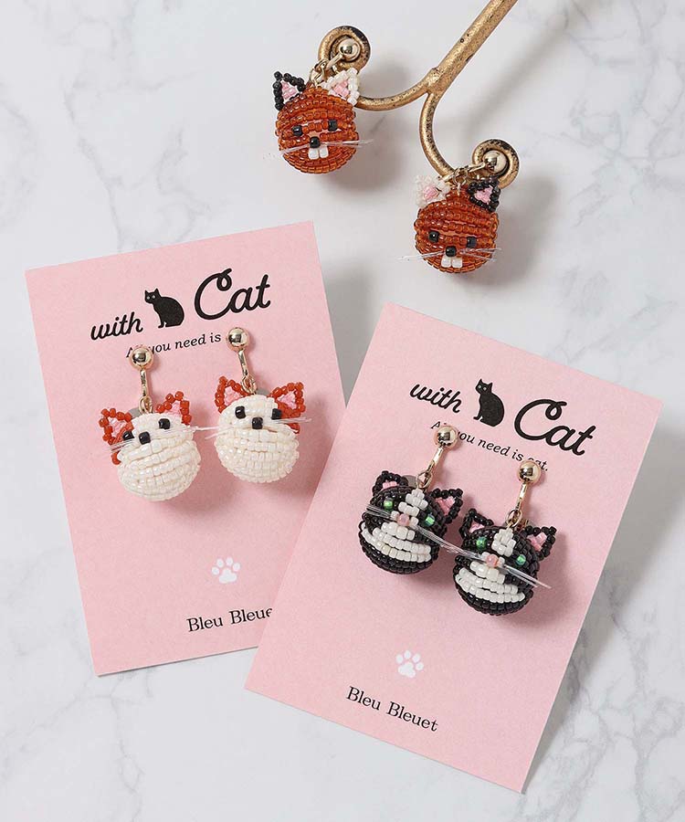 キャットビーズイヤリング