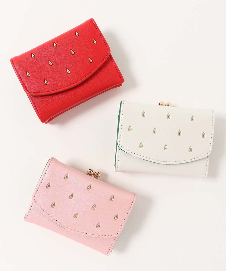 いちごがま口折財布