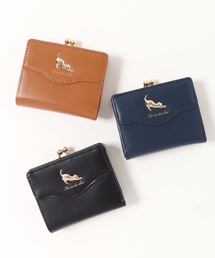 のびねこ二つ折りがま口財布