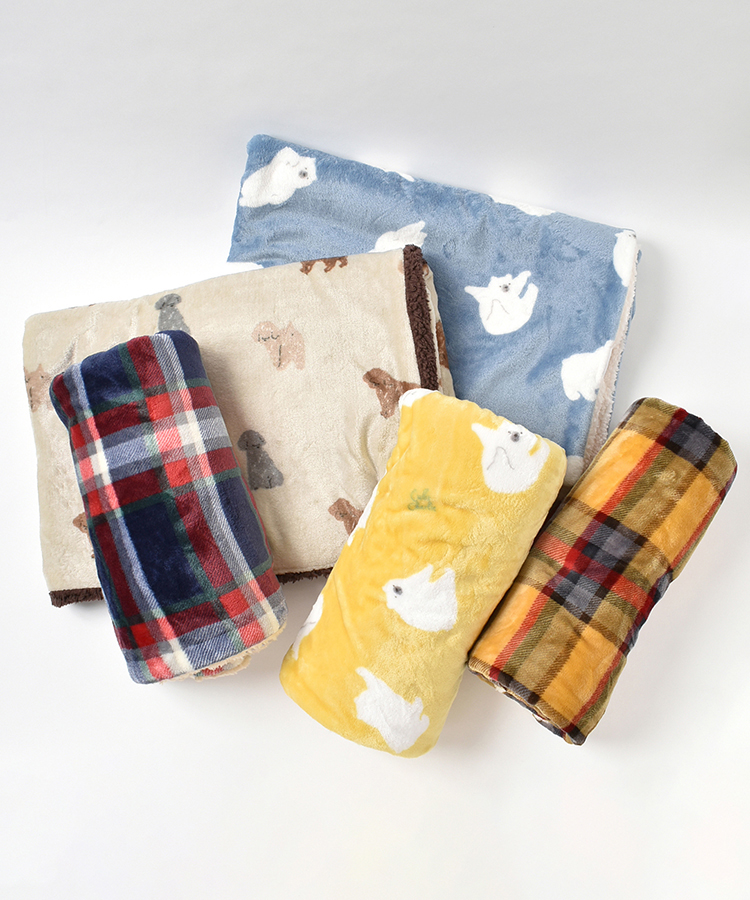 ボア付プリントブランケット