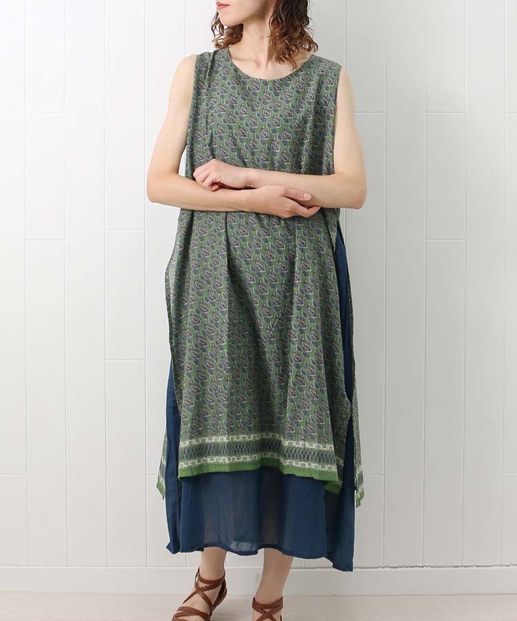 ≪SALE≫袖なしペイズリーワンピース