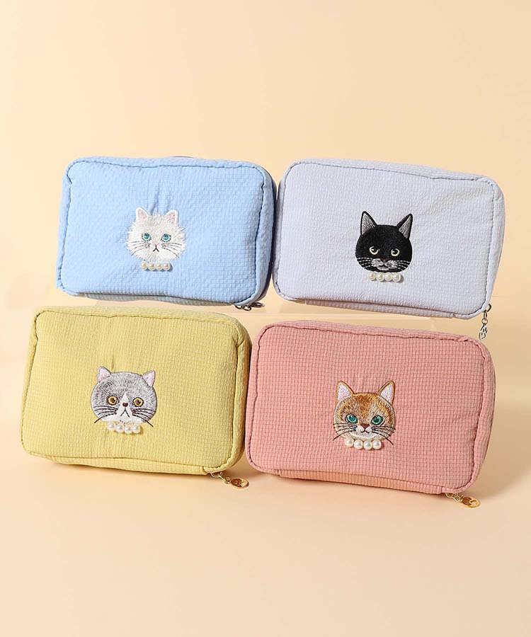 キャットパール多ポケットリップルポーチ