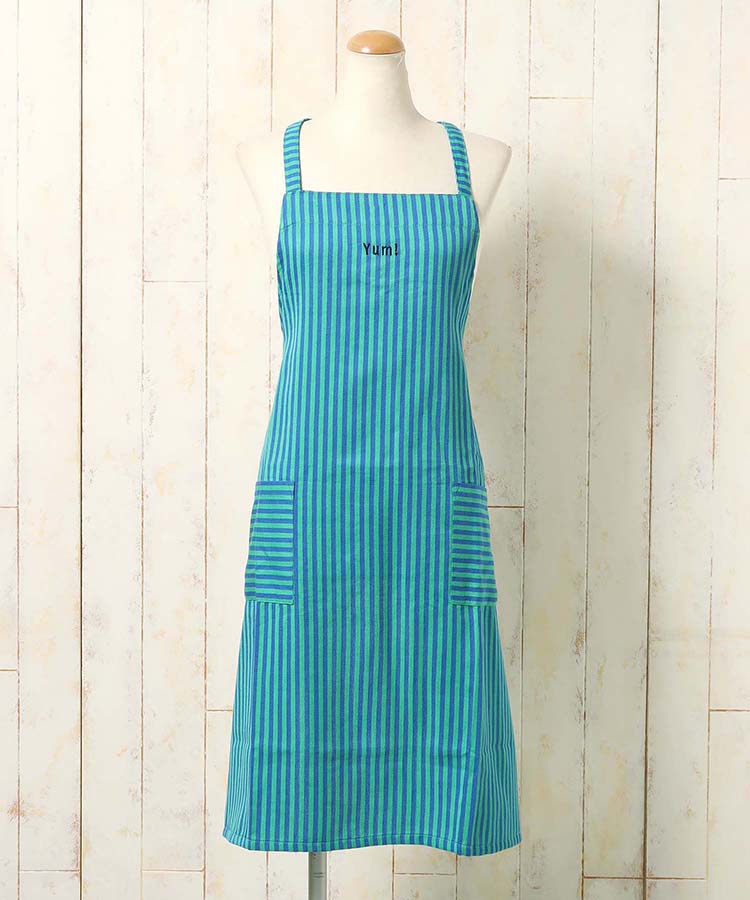 ロゴ刺繍ストライプエプロン