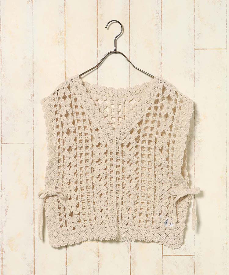 かぎ針サイドリボンベスト