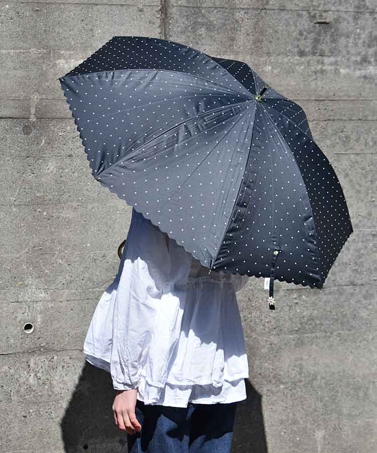 遮光ドットフラワーポイント晴雨兼用長傘