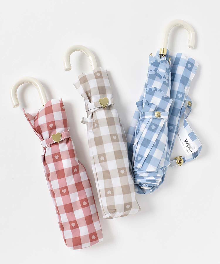 ギンガムハート折りたたみ傘