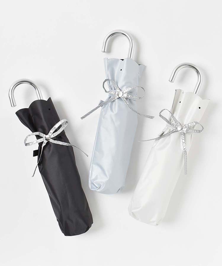 遮光シルバーリボンハート晴雨兼用折りたたみ傘