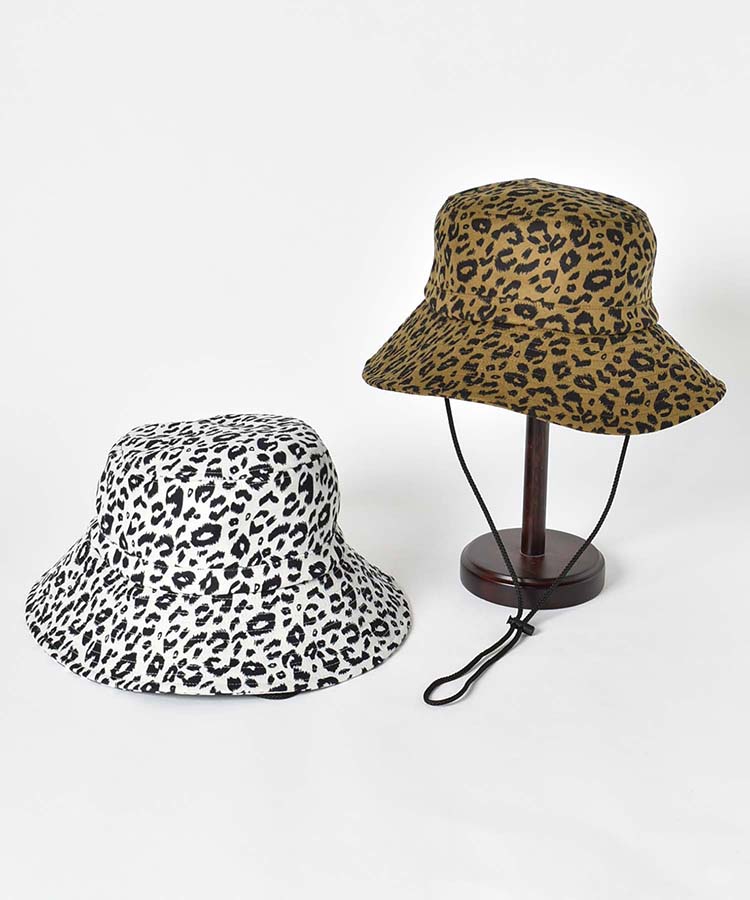 レオパードつば広ハット
