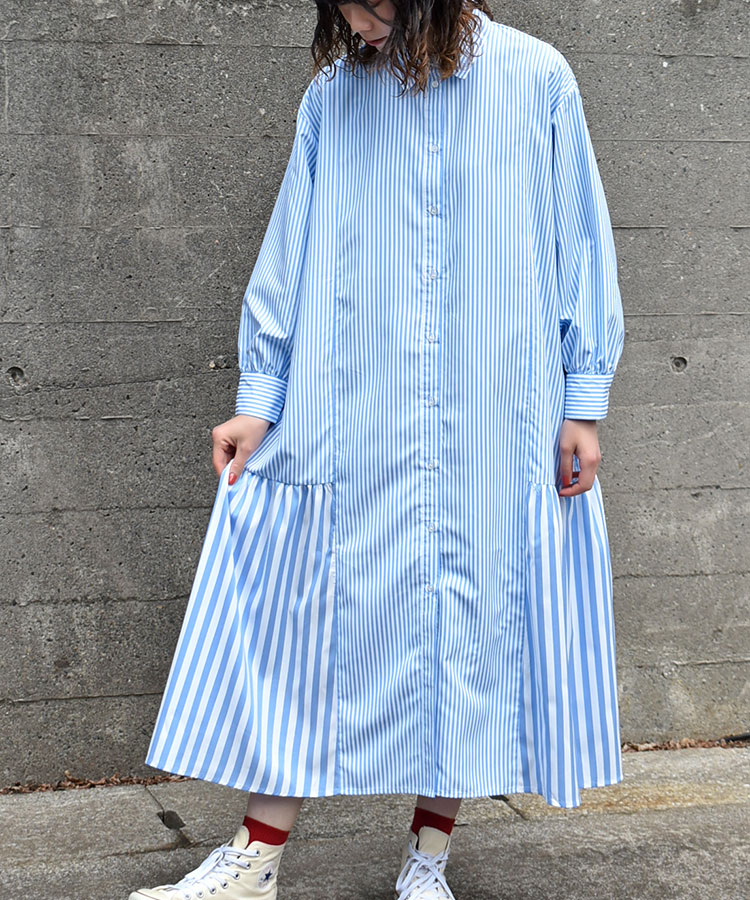 パッチワークストライプワンピース