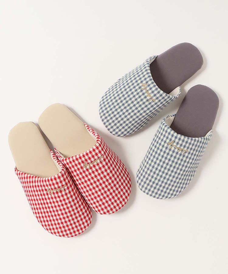 ロゴ刺繍コットンソフトスリッパ