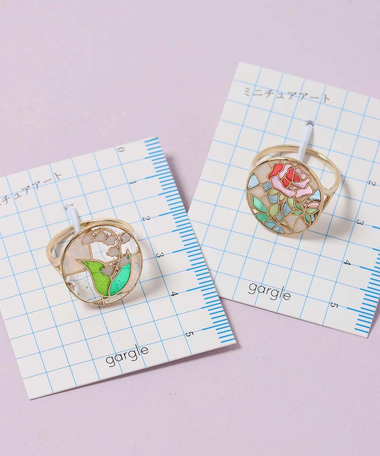 フラワーステンドグラスリング