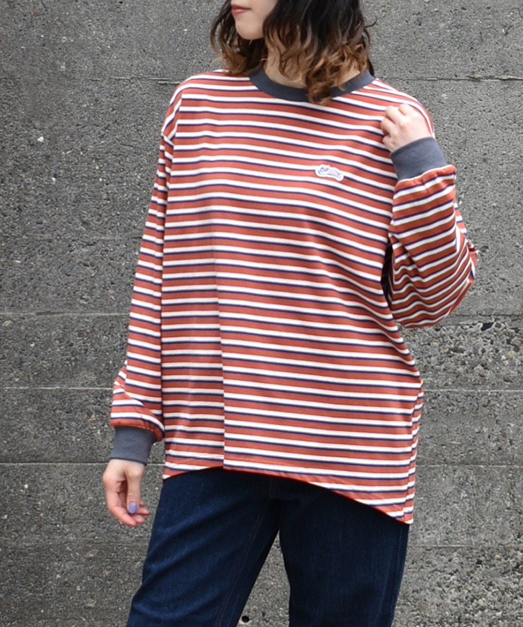 Bouncy.ワッペン付ボーダーロンT