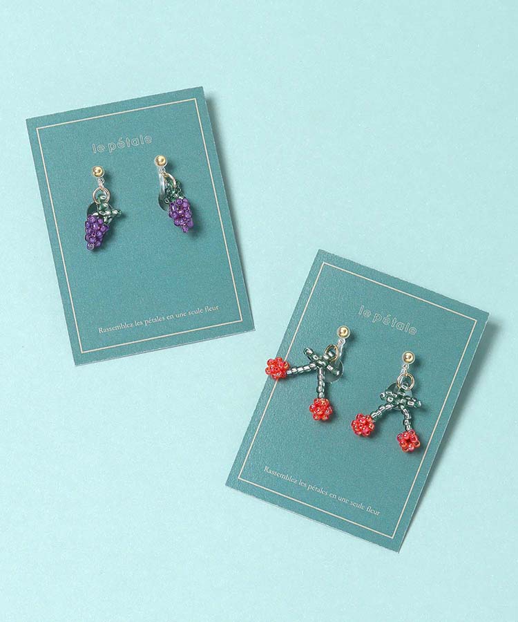 lepetaleフルーツビーズノンホールイヤリング