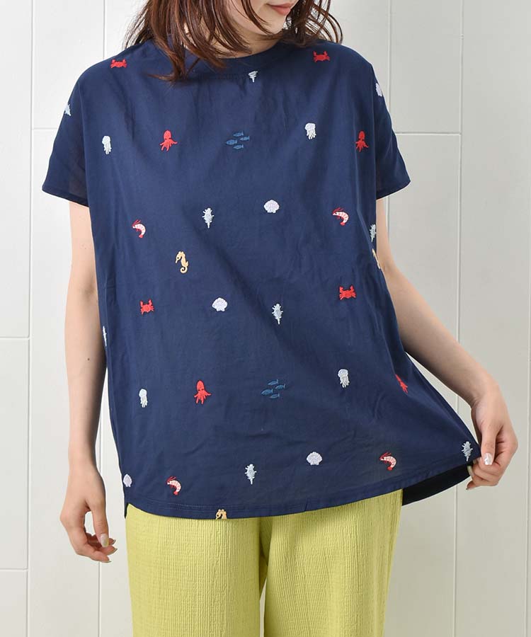 海の生き物総刺繍Tシャツ