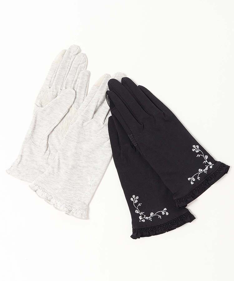 すそ花刺繍小花レースUVグローブ