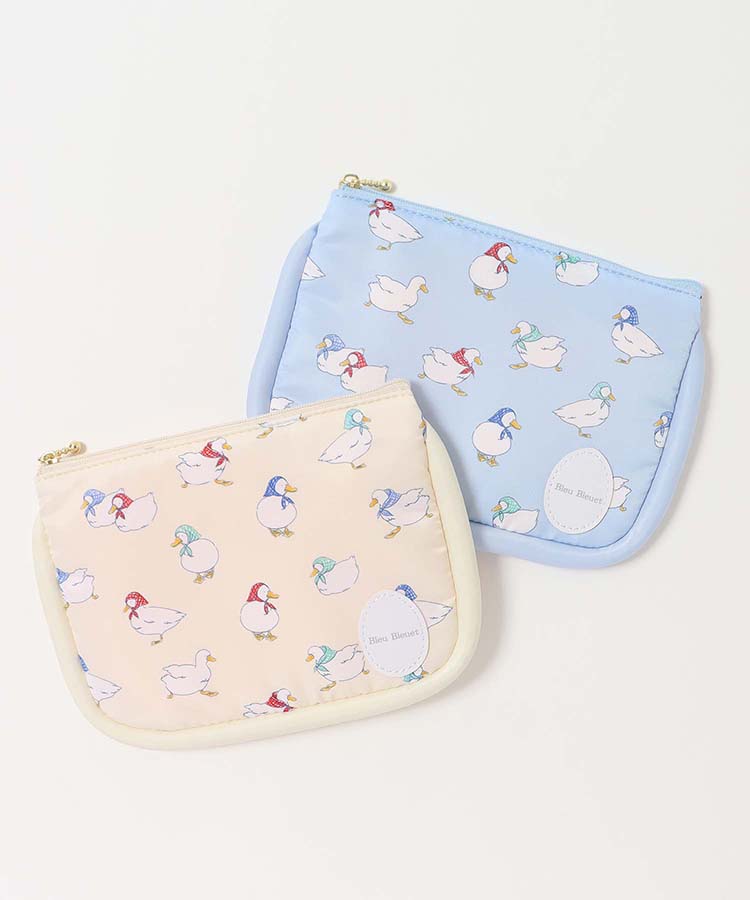 おさんぽダックサテンフラットポーチ