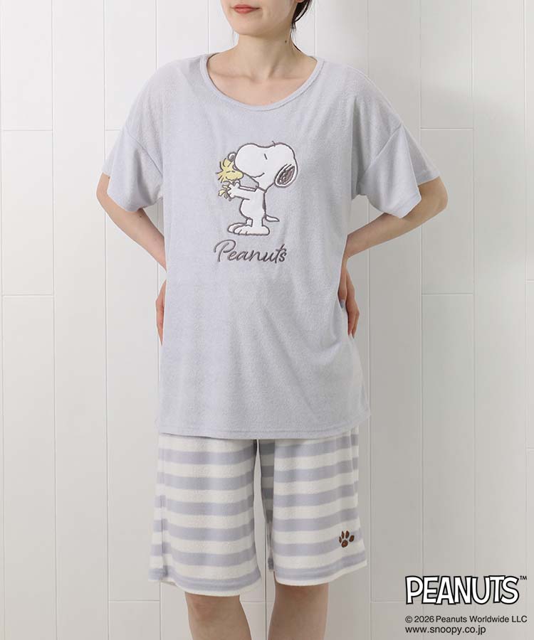スヌーピー 半袖パイルルームウェア上下セット