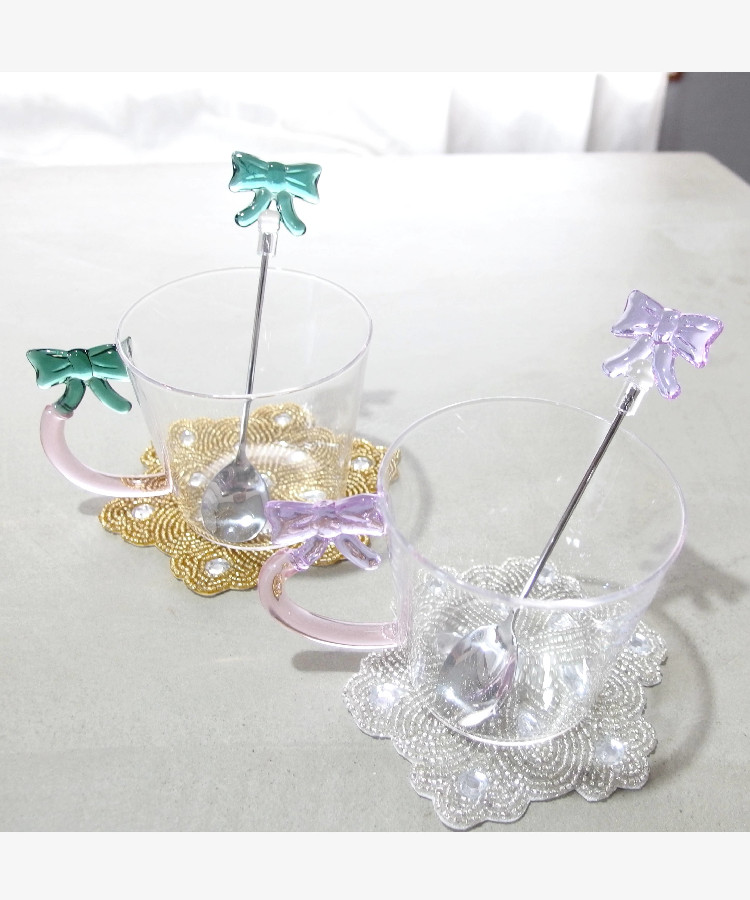 リボンモチーフガラスマグ