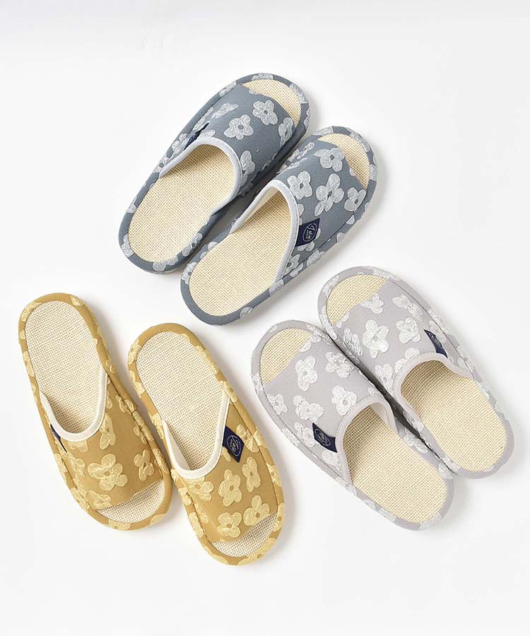 花柄麻スリッパ