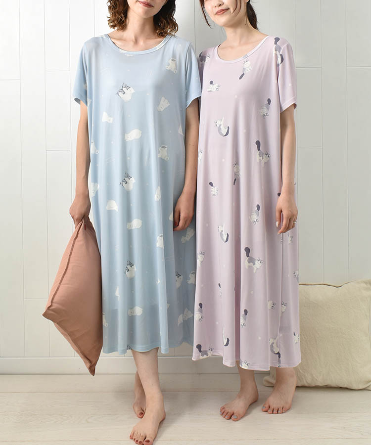 ひんやり総柄ルームワンピース