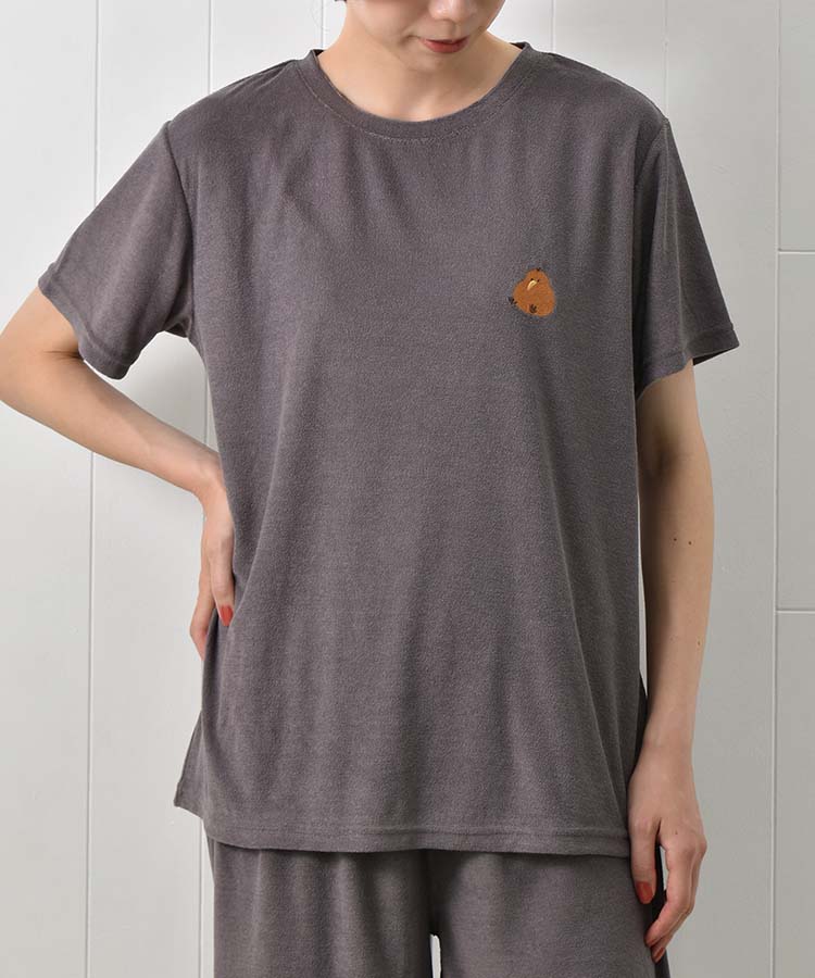 どうぶつ刺繍パイルルームウェア上下セット