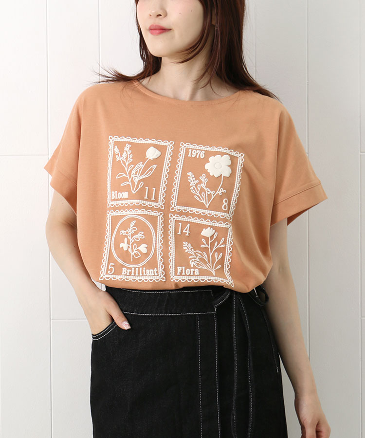 ボタニカル切手プリントTシャツ