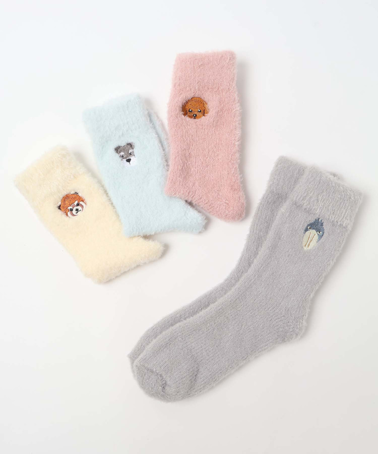アニマル刺繍ルームソックス