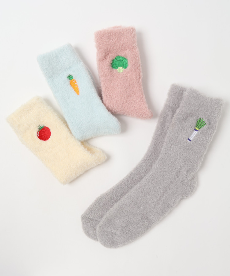 ベジタブル刺繍ルームソックス