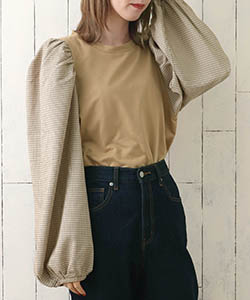 Sale ドッキングチェックプルオーバー グレイ All Bleu Bleuet ブルーブルーエ